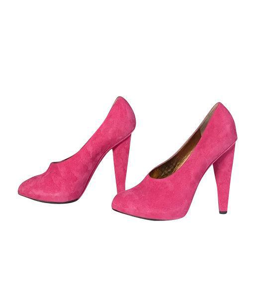 Current Boutique-Dolce & Gabbana - Pink Suede Angular Heel Pumps Sz 9