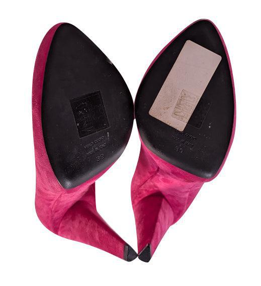 Current Boutique-Dolce & Gabbana - Pink Suede Angular Heel Pumps Sz 9
