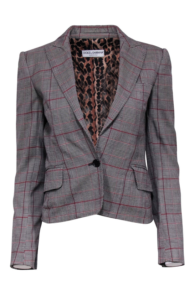 Current Boutique-Dolce & Gabbana - Beige, Black, & Red Plaid Blazer Sz 2
