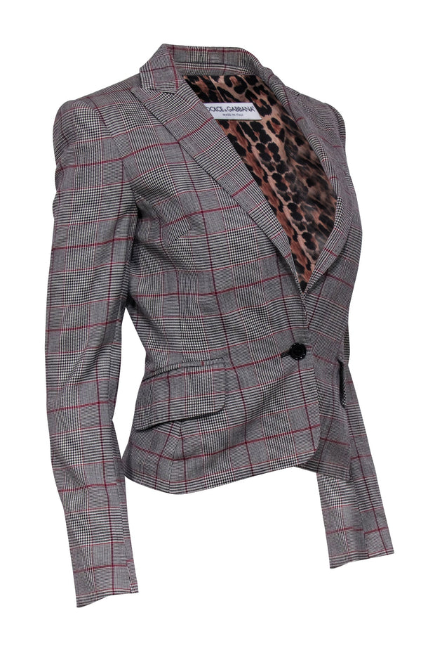 Current Boutique-Dolce & Gabbana - Beige, Black, & Red Plaid Blazer Sz 2