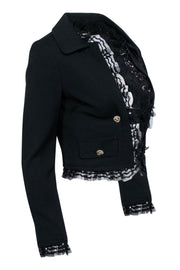 Current Boutique-Dolce & Gabbana - Black Cropped Blazer w/ Lace Trim & Double Breasted Buttons Sz 2