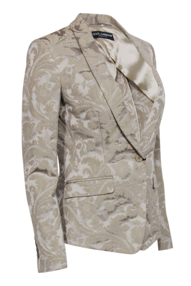 Current Boutique-Dolce & Gabbana - Beige Brocade Single Button Blazer Sz 4