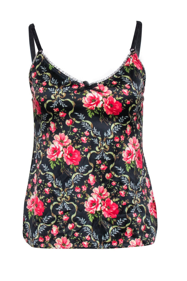 Current Boutique-Dolce & Gabbana - Black & Pink Floral Print Cami Sz M