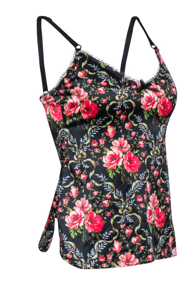 Current Boutique-Dolce & Gabbana - Black & Pink Floral Print Cami Sz M