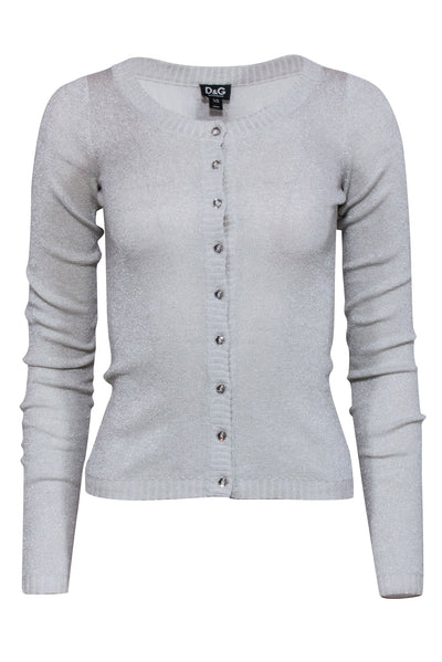 Current Boutique-Dolce & Gabbana - Silver Glitter Bling Button Cardigan Sz XS