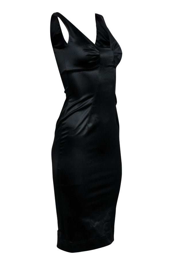 Current Boutique-Dolce & Gabbana - Black Satin Sleeveless Midi Dress Sz 2