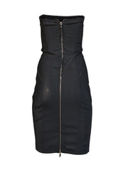 Current Boutique-Dolce & Gabbana - Grey & Black Ruched Strapless Dress Sz 4