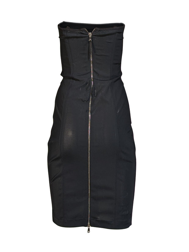 Current Boutique-Dolce & Gabbana - Grey & Black Ruched Strapless Dress Sz 4