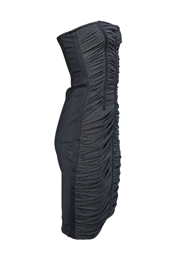 Current Boutique-Dolce & Gabbana - Grey & Black Ruched Strapless Dress Sz 4