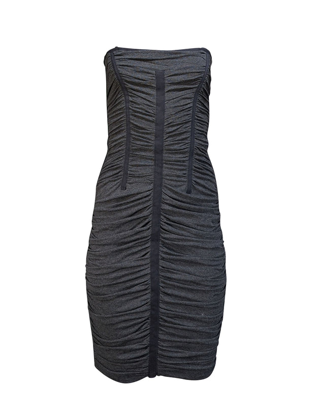 Current Boutique-Dolce & Gabbana - Grey & Black Ruched Strapless Dress Sz 4
