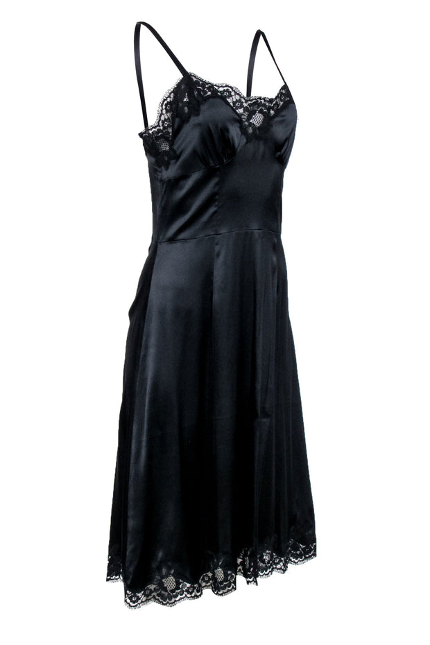 Current Boutique-Dolce & Gabbana - Black Silk Blend Lace Trim Slip Dress Sz 6