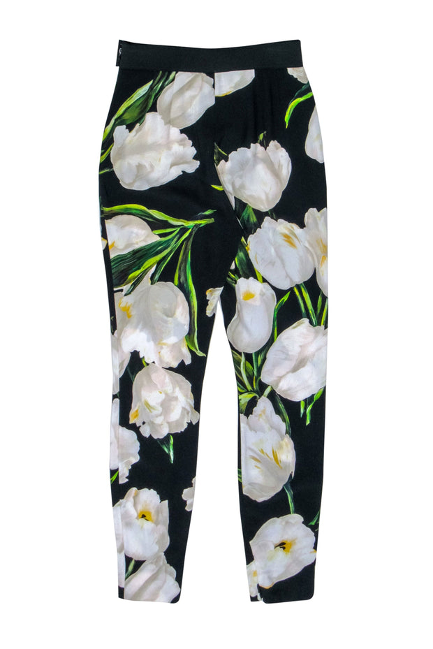 Current Boutique-Dolce & Gabbana - Black & Ivory Floral Skinny Leg Pant Sz 4