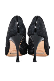 Current Boutique-Dolce & Gabbana - Black Lace Open Peep Toe Pumps w/ Bow Detail 6.5