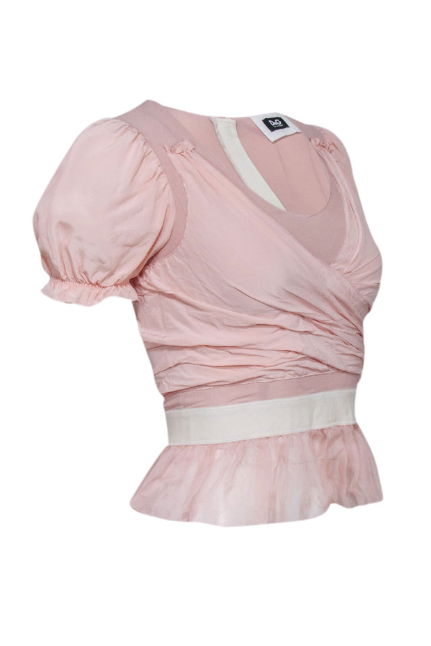 Current Boutique-Dolce & Gabbana - Light Pink Ruffle Detail Top Sz 4
