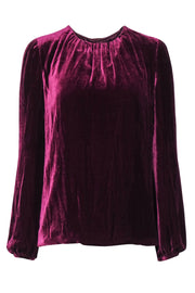 Current Boutique-Dolce & Gabbana - Burgundy Velvet Puff Sleeve Blouse Sz 2