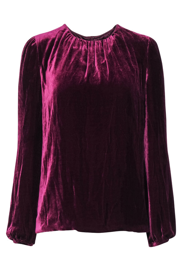Current Boutique-Dolce & Gabbana - Burgundy Velvet Puff Sleeve Blouse Sz 2