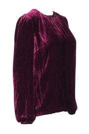 Current Boutique-Dolce & Gabbana - Burgundy Velvet Puff Sleeve Blouse Sz 2