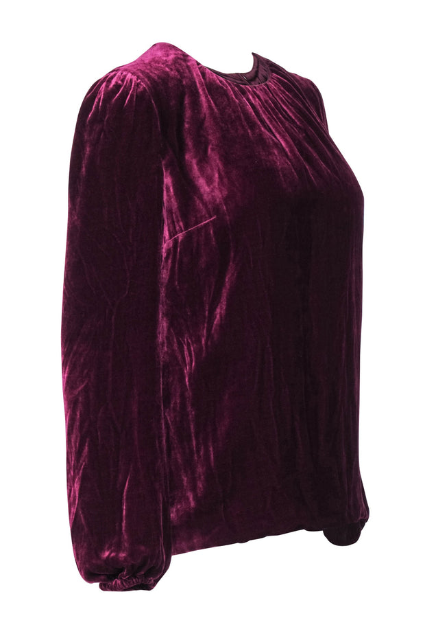 Current Boutique-Dolce & Gabbana - Burgundy Velvet Puff Sleeve Blouse Sz 2