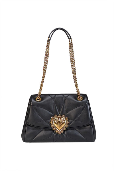Current Boutique-Dolce & Gabbana - Black Leather Nappa Quilted Large Devotion Shoulder Bag