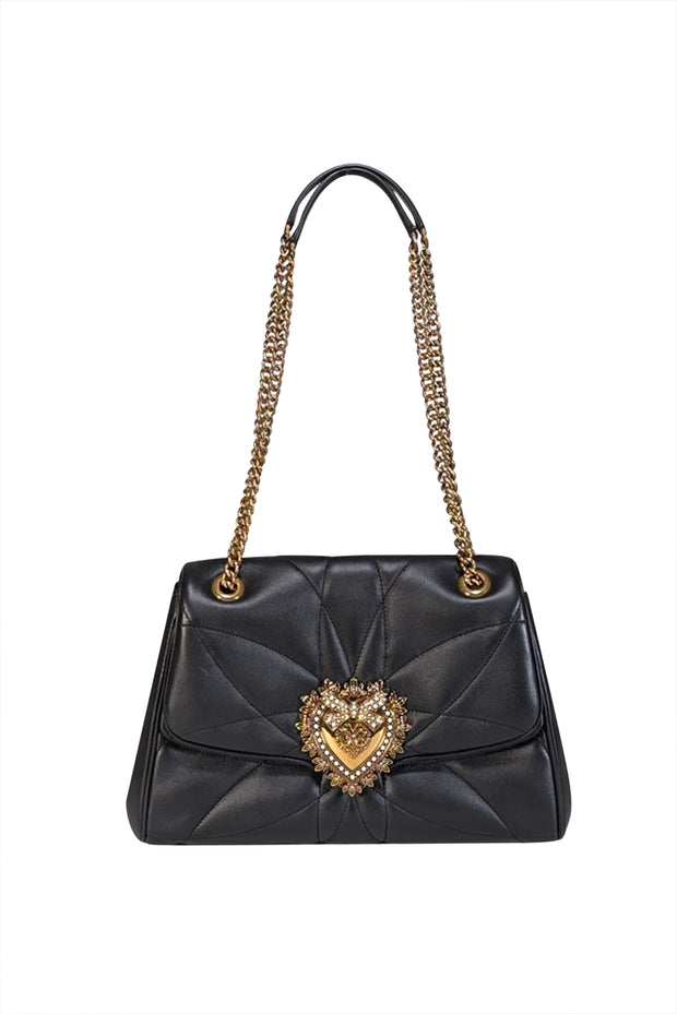 Current Boutique-Dolce & Gabbana - Black Leather Nappa Quilted Large Devotion Shoulder Bag