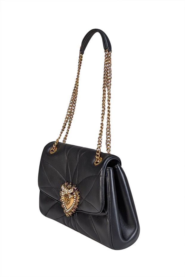 Current Boutique-Dolce & Gabbana - Black Leather Nappa Quilted Large Devotion Shoulder Bag