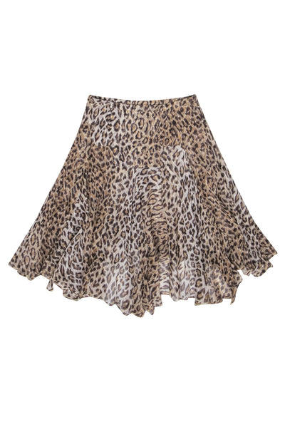 Current Boutique-Dolce & Gabbana - Sheer Brown Leopard Print High-Low Skirt Sz 2