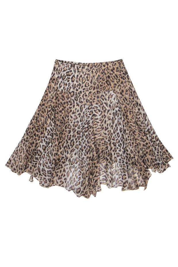 Current Boutique-Dolce & Gabbana - Sheer Brown Leopard Print High-Low Skirt Sz 2