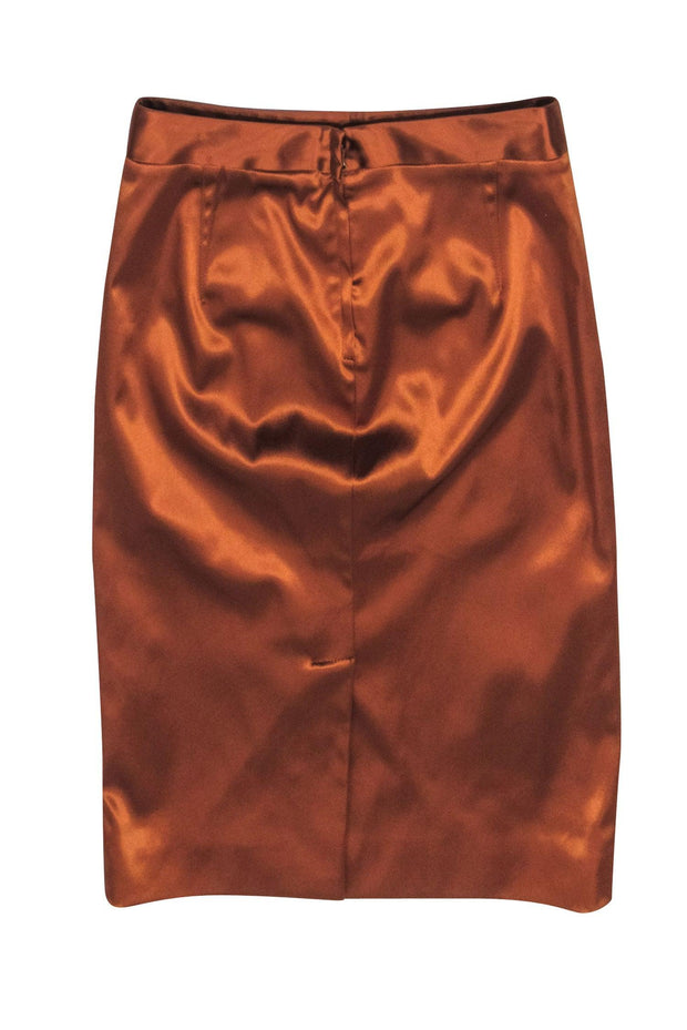 Current Boutique-Dolce & Gabbana - Rust Orange Satin Pencil Skirt Sz 6