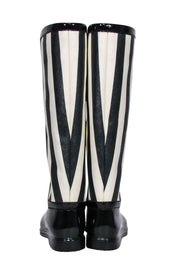 Current Boutique-Dolce & Gabbana - Black & Cream Striped Rain Boots Sz 8