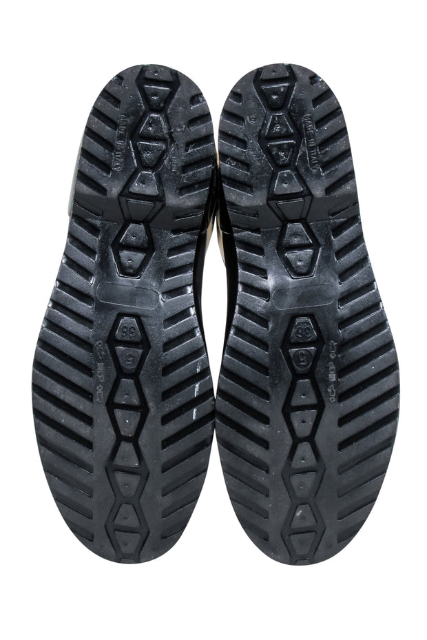 Current Boutique-Dolce & Gabbana - Black & Cream Striped Rain Boots Sz 8
