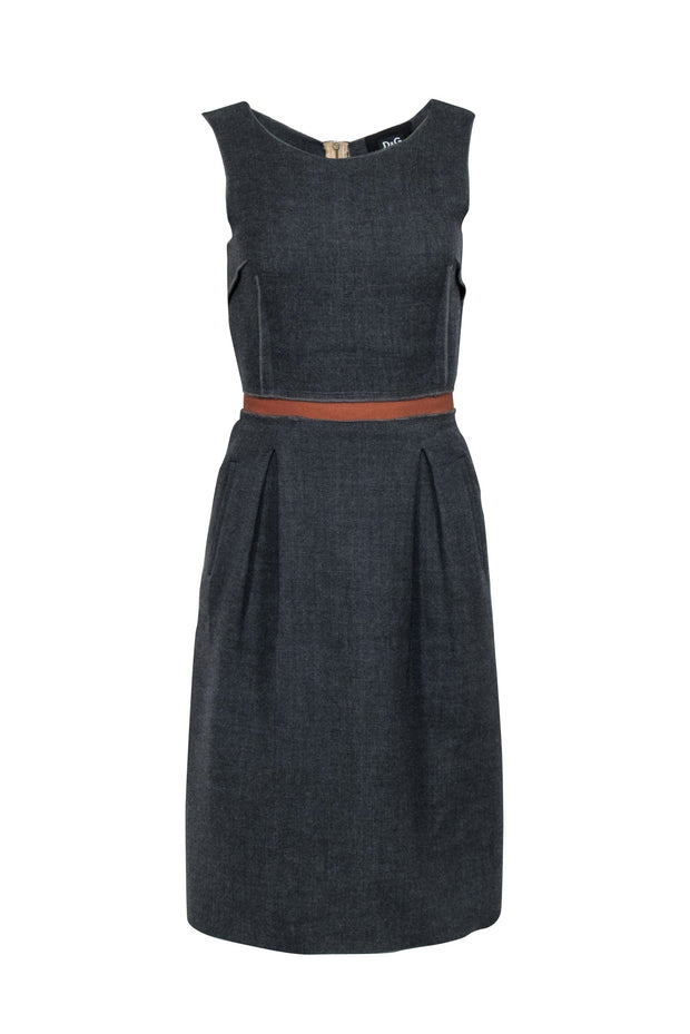 Current Boutique-Dolce & Gabbana - Grey Sleeveless Ruffle Back Dress Sz 6