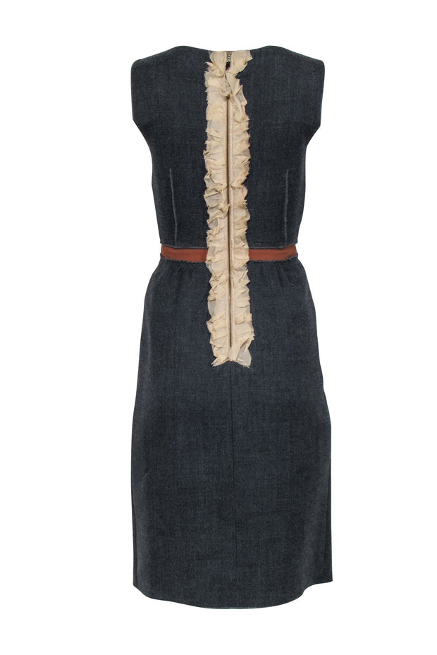 Current Boutique-Dolce & Gabbana - Grey Sleeveless Ruffle Back Dress Sz 6