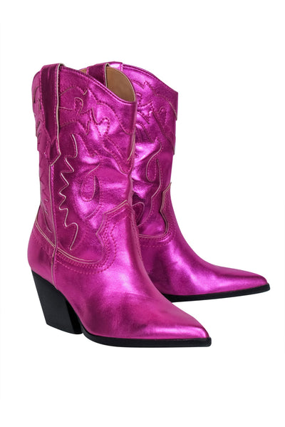 Current Boutique-Dolce Vita - Metallic Pink Western Style Short Boots Sz 7.5