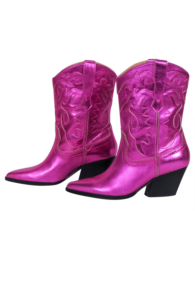 Current Boutique-Dolce Vita - Metallic Pink Western Style Short Boots Sz 7.5