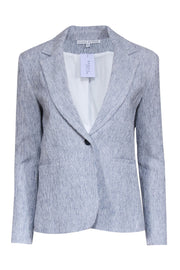 Current Boutique-Donna Degnan - Blue & White Mix Textured Single Button Blazer Sz 4