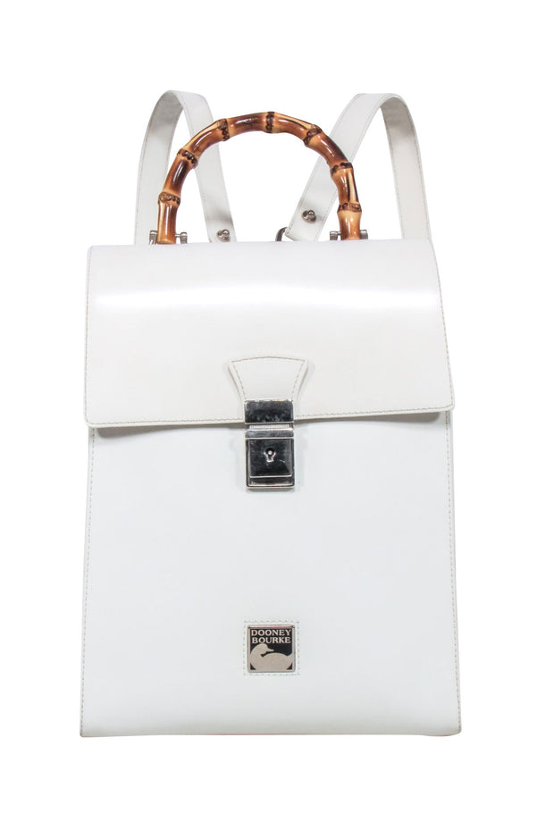 Current Boutique-Dooney & Bourke - White Backpack w/ Bamboo Handle