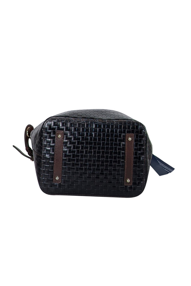 Current Boutique-Dooney & Bourke - Black Woven Leather Bucket Bag w/ Brown Trim