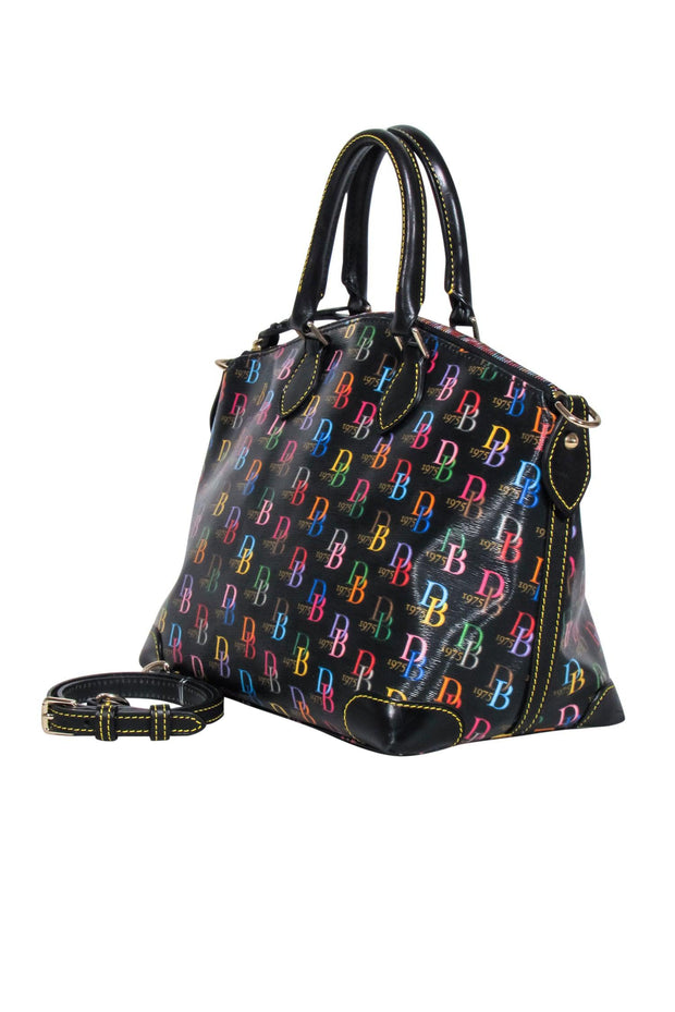 Current Boutique-Dooney & Bourke - Black w/ Rainbow Monogram Print Satchel