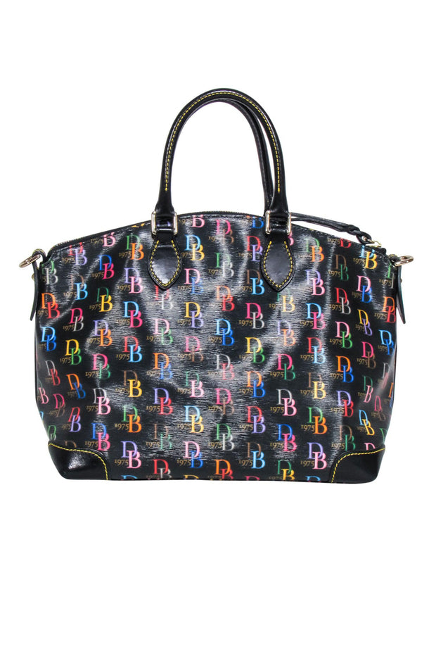 Current Boutique-Dooney & Bourke - Black w/ Rainbow Monogram Print Satchel