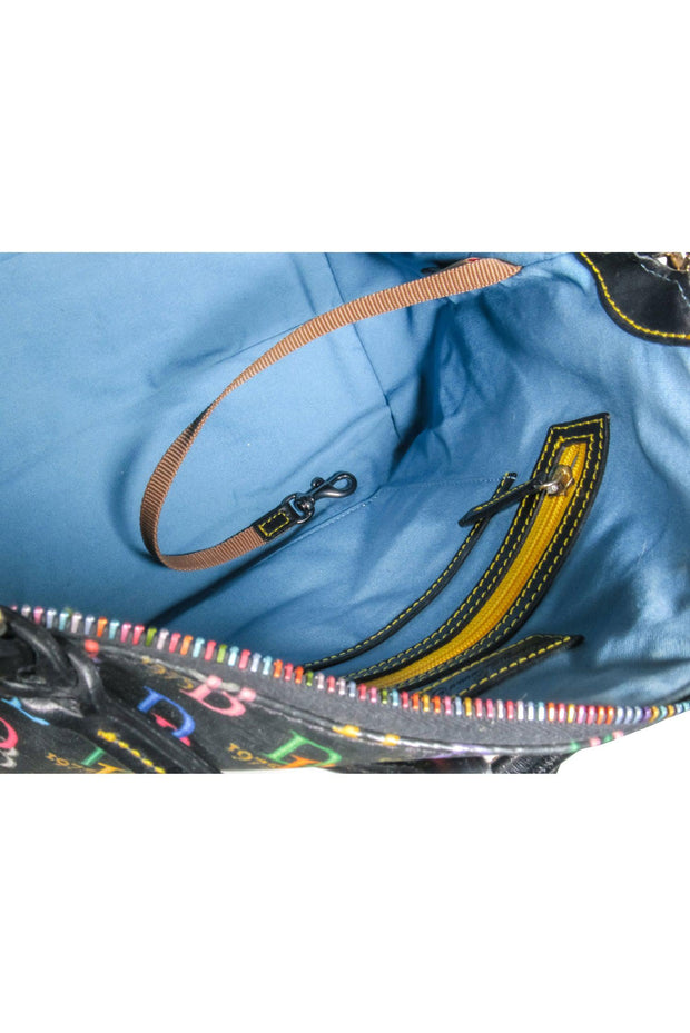Current Boutique-Dooney & Bourke - Black w/ Rainbow Monogram Print Satchel
