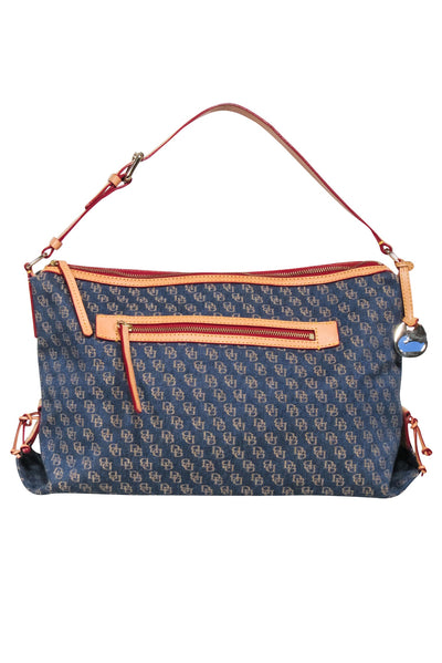 Current Boutique-Dooney & Bourke - Blue Denim Logo Brocade Shoulder Bag