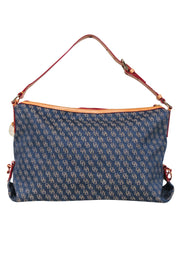 Current Boutique-Dooney & Bourke - Blue Denim Logo Brocade Shoulder Bag