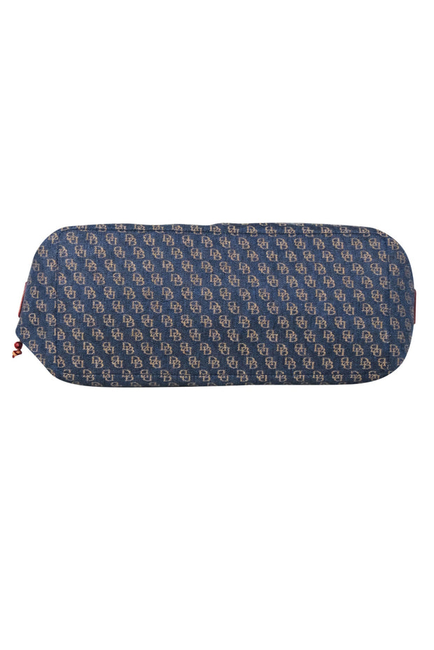 Current Boutique-Dooney & Bourke - Blue Denim Logo Brocade Shoulder Bag