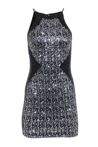 Current Boutique-Dress The Population - Black & Silver Sequin Sleeveless Dress Sz XS