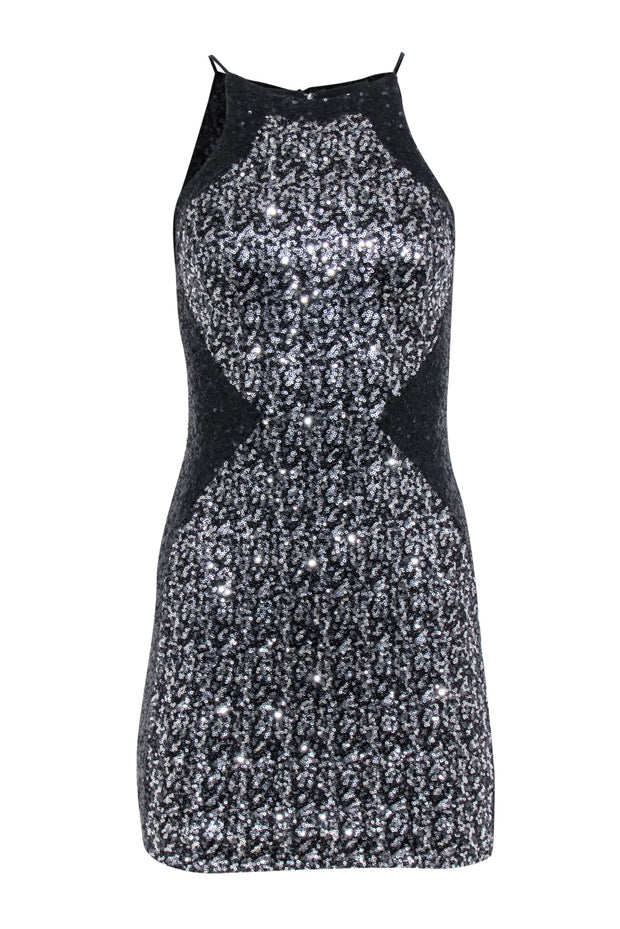 Current Boutique-Dress The Population - Black & Silver Sequin Sleeveless Dress Sz XS
