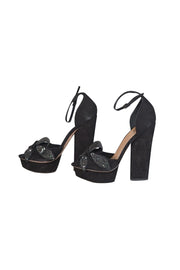 DSQUARED2 - Black Suede Jeweled Toe Platform Pumps Sz 10 - Current Boutique