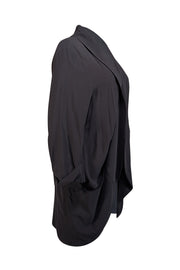 Eileen Fisher - Black Silk Georgette Crepe Open Front Cardigan Sz XL - Current Boutique