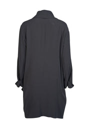 Eileen Fisher - Black Silk Georgette Crepe Open Front Cardigan Sz XL - Current Boutique