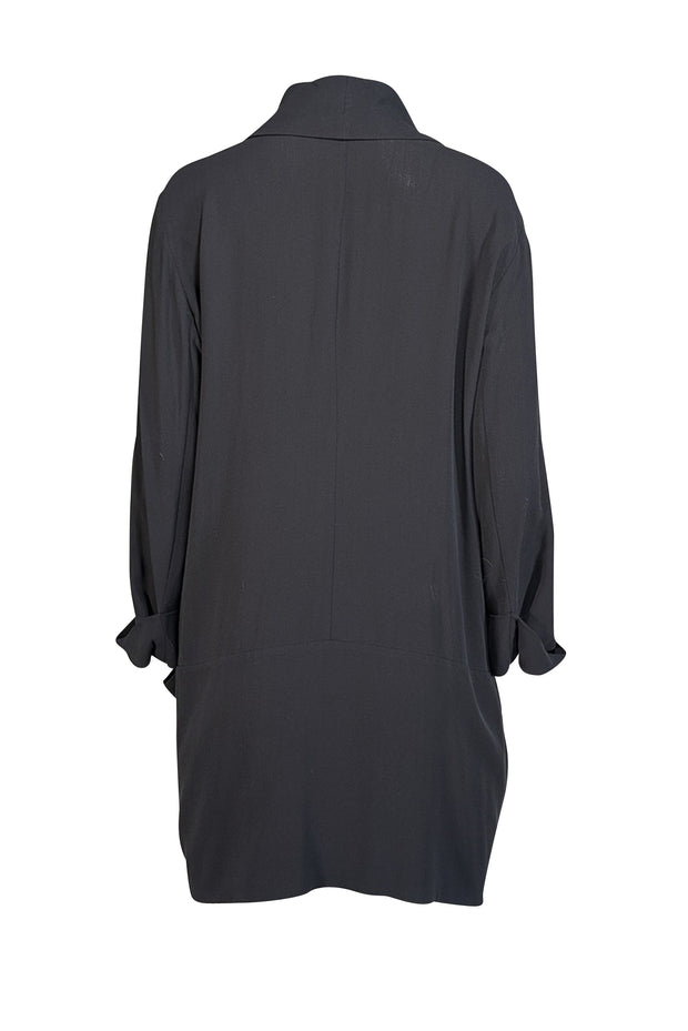 Eileen Fisher - Black Silk Georgette Crepe Open Front Cardigan Sz XL - Current Boutique