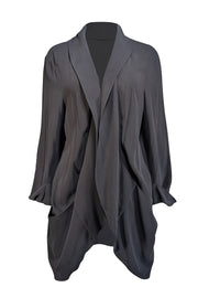 Eileen Fisher - Black Silk Georgette Crepe Open Front Cardigan Sz XL - Current Boutique